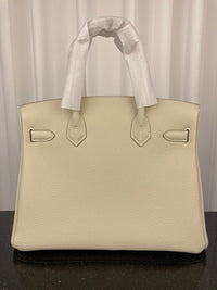 Women Hermes Birkin 30 Bag Cream White Leather Luxury Handbag Bag