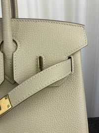 Women Hermes Birkin 30 Bag Cream White Leather Luxury Handbag Bag