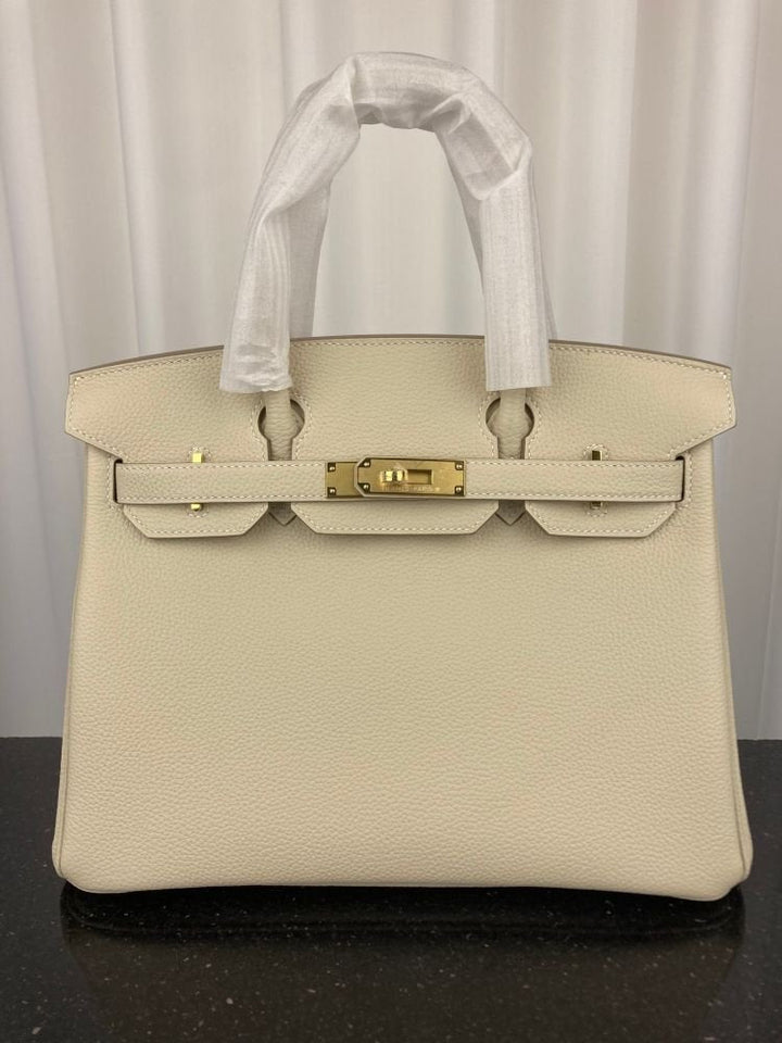 Women Hermes Birkin 30 Bag Cream White Leather Luxury Handbag Bag