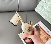 Marmont Metallic Leather GG Marmont Fringe Mules Daily Stuff