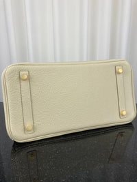 Women Hermes Birkin 30 Bag Cream White Leather Luxury Handbag Bag